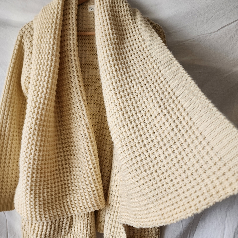 Chunky Knit Cream Open Front Cardigan/Sweater - Picture 4 of 9